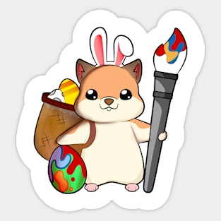 Cute hamster painting Easter eggs Sticker